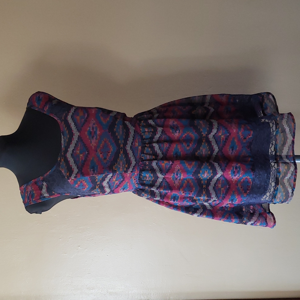 Band of Gypsies Sleeveless South Western Aztec Print Dress Women's Size Small